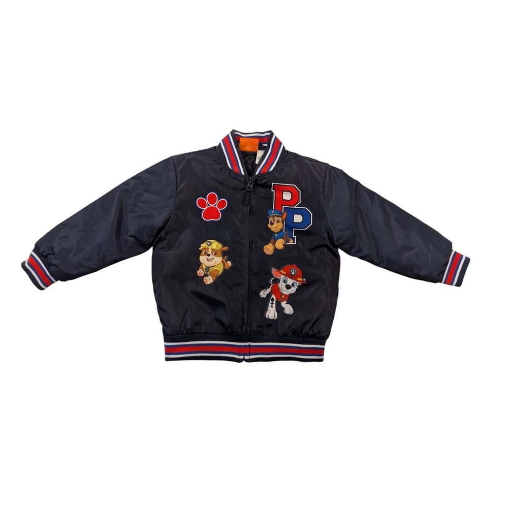 Nickelodeon Paw Patrol Boys Navy Blue Bomber Jacket 3T Born Pawsome NWOT